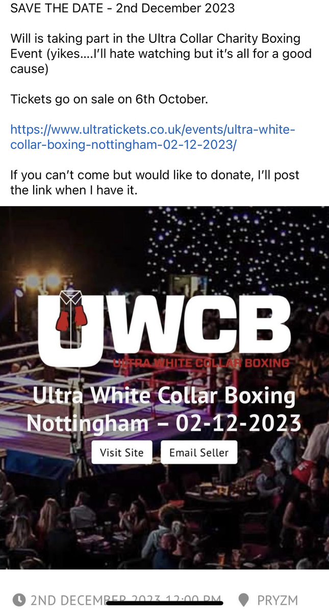 Yikes…. My youngest son has signed up to the Nottingham Ultra White Collar Charity Boxing Event. <a href="/uwcb1/">UWCB</a> 

I know where I’ll be on December 2nd 2023.