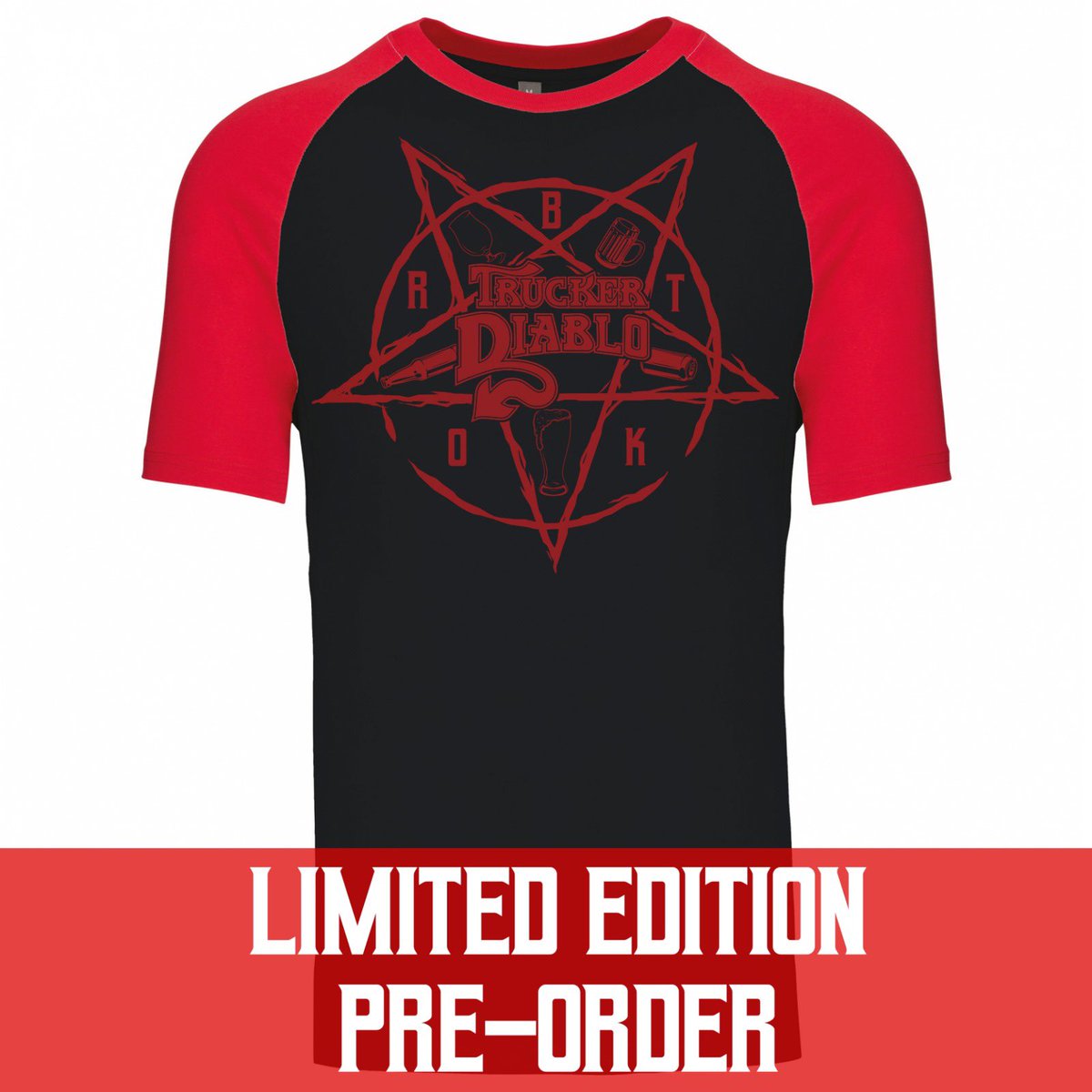 Limited Edition Baseball Tee on pre order. A two tone satanic beer drinking wearable statement, that will make even the high echelons of the clergy envious. Get them while they're hot. BTKOR 🍺🤘 bigtruckkeepsonrolling.com/product/limite…