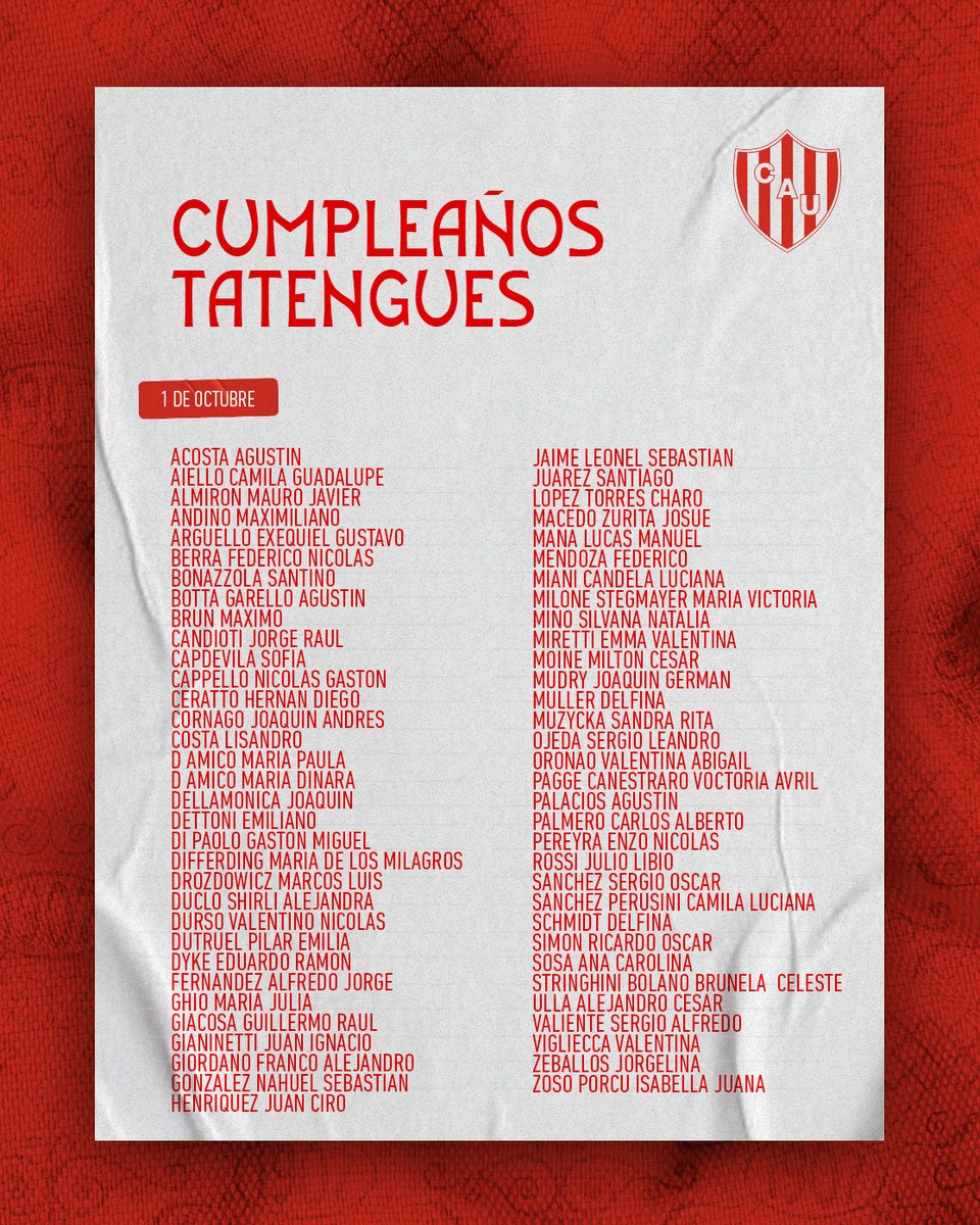 🎂 Unión saluda a sus socios y socias que cumplen años hoy.
¡Felicidades! 🔴⚪ 
#SociosTatengues #SociasTatengues #CumpleañosTatengues
