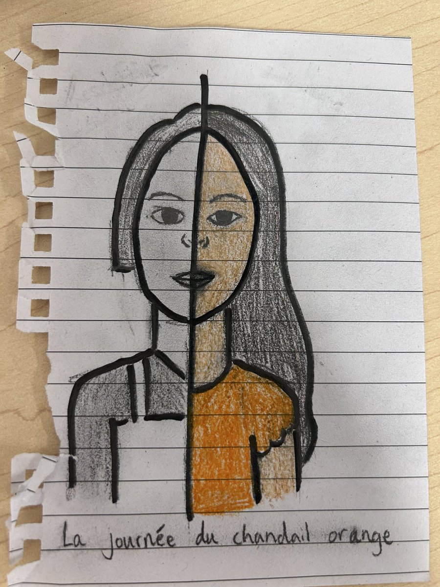 Our Grade 4 and 5 students spent this week engaging in activities about La journée du chandail orange. We started off with the story Quand on était seuls and finished with our Chaque Enfant Compte t-shirts. 
They have been asked to continue the conversation and learning at home.