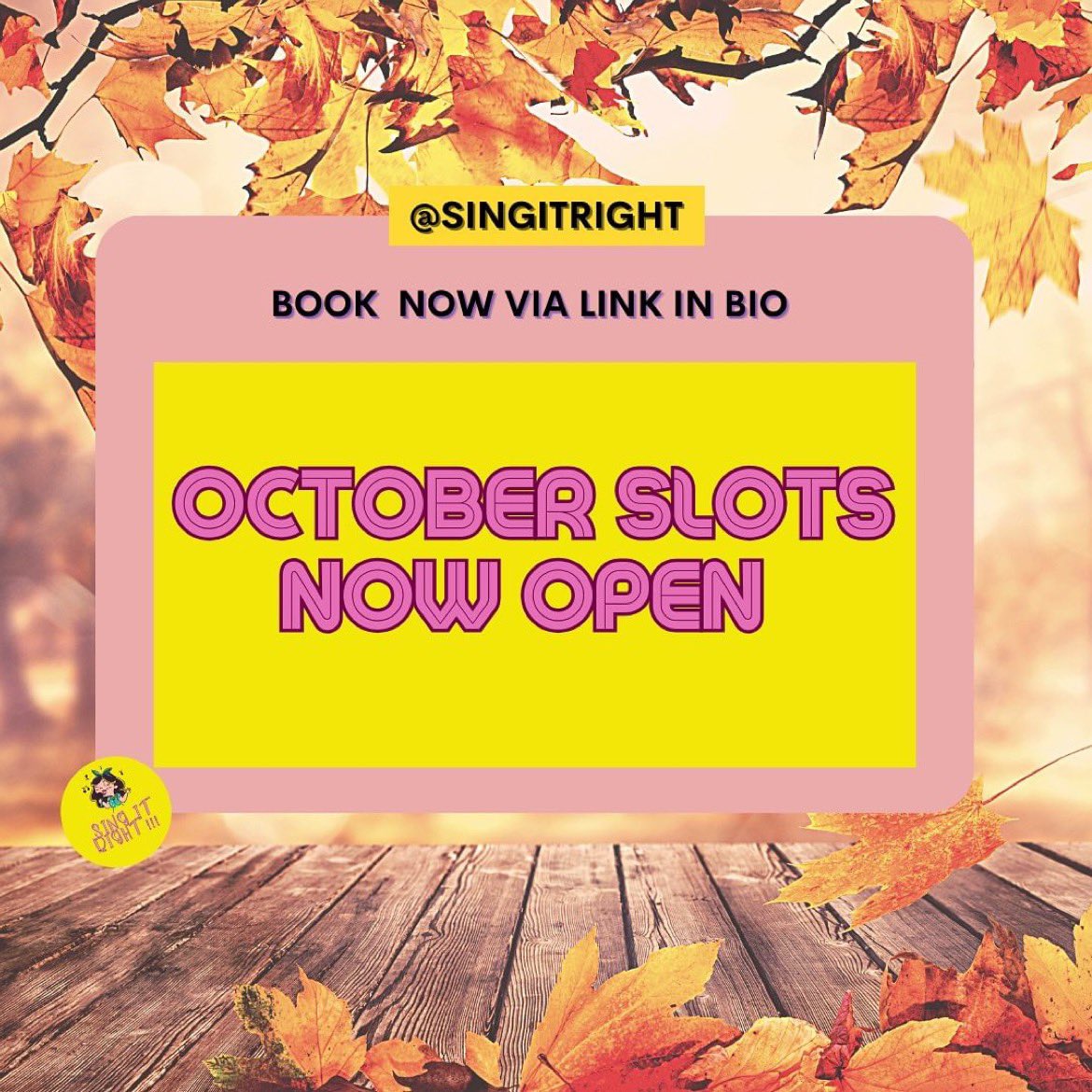 The vocal
Coaching school reopens October 1st! 
book your session via 
The link! And follow @SingItRight  on Instagram for tips and tricks calendly.com/singitright/si… #BackToSchool