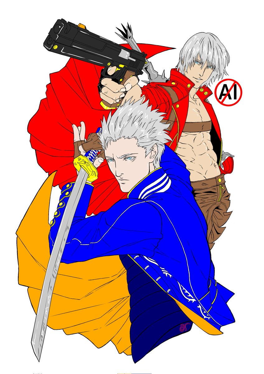 purpleheartdmc's tweet photo. How 'bout A Kiss From This 
#DevilMayCry #dantesonofsparda #vergilsonofsparda #DMC3 #twins
#originalart #fanart https://t.co/GV3JJVbOny