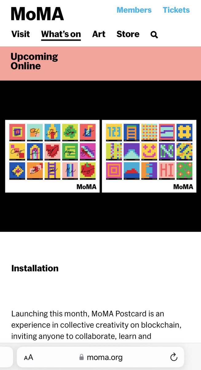 billionusddapp's tweet photo. Congrats @MoMA for doing a collaborative art grid NFT postcard. Welcome to the club! https://t.co/hDbqMszSqE