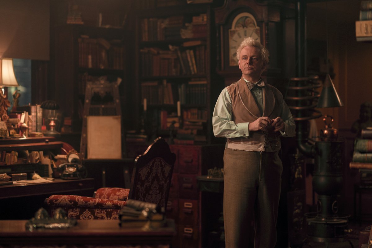GoodOmensPrime's tweet photo. Putting everything in Aziraphale's bookshop on our wishlist. Happy holidays from your Good Omens fam! https://t.co/78v9Da3FZU