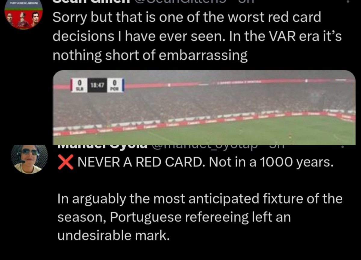 rikgomes's tweet image. The player of the match was the referee. 
Benfica won, but only because it was easy for him to give a red card on the first part, to Porto's player.

involved in corruption, with Benfica what else is new in #BenficaGate? 

Almost like #QatarGate as you know FIFA