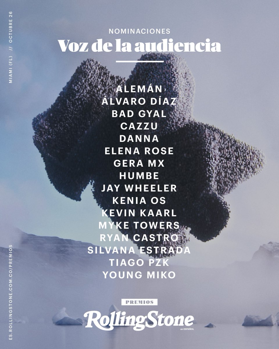 RollingStoneCol's tweet photo. #PremiosRSEE: ¡Vota por tu artista favorit@!
En los Premios ROLLING STONE en ESPAÑOL consideramos muy valioso el criterio y la perspectiva del público, es por esto que en esta categoría, Voz de la audiencia, el ganador lo decides tú.
🔗Vota aquí: https://t.co/IqVPp7P6CJ https://t.co/KE2PCmhqAD