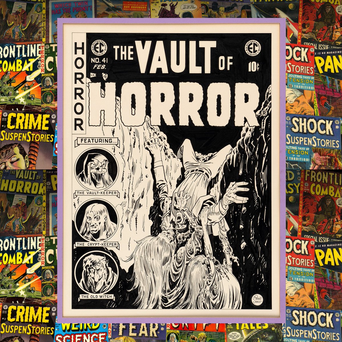 SOLD FOR $27,258! It's #October, so we gotta show off this #spooky unpublished #JohnnyCraig #coverart for #VaultOfHorror #41 that sold at @HakesAuctions! Contact us today to sell your @ECComics & #comicart! 😱 #ECComics #horrorcomics #horrorfans #comicbooks #comics #collector