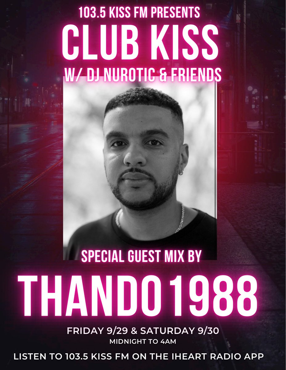 #ClubKissChi is back on tonight. I’m hosting and mixing. We also have mixes by resident DJs; @djimageonline @wearedownlow @djmach1 @JayMacRadio. We also have 2 rising star guest DJs as well as @FoolsGoldRecs artist; @Thando1988! You can listen anywhere on the iHeartRadio app