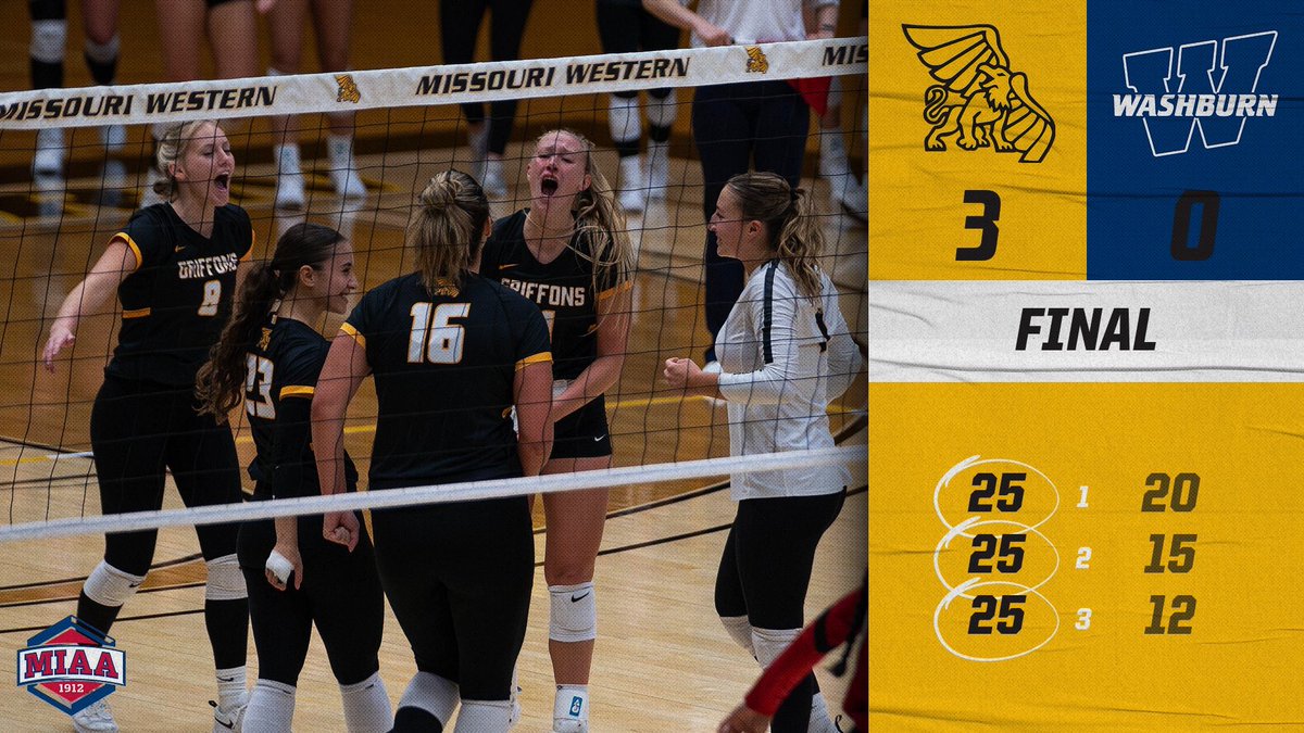 MWSUvolleyball's tweet photo. FINAL | OOPS, WE DID IT AGAIN 🫢

Griffons beat No. 15 Washburn in straight sets!

For the second time this season and the third time this century, we have swept a ranked team! 

#StayGold🔔 | #GriffUp🦅🦁⬆️ https://t.co/3NstRKln1C