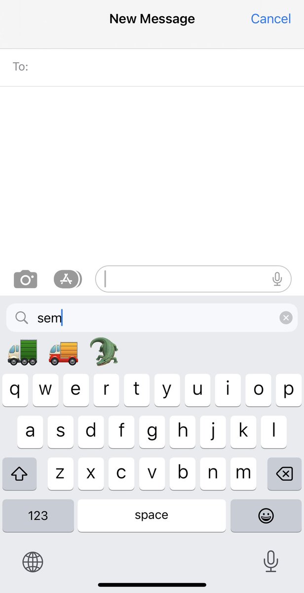 Puzzle take me from Reddit: if you type in “sem” into the iPhone emoji keyboard you get two semi trucks (understandable) and a croc/gator. Why is that? (The answer is kind of bizarre)