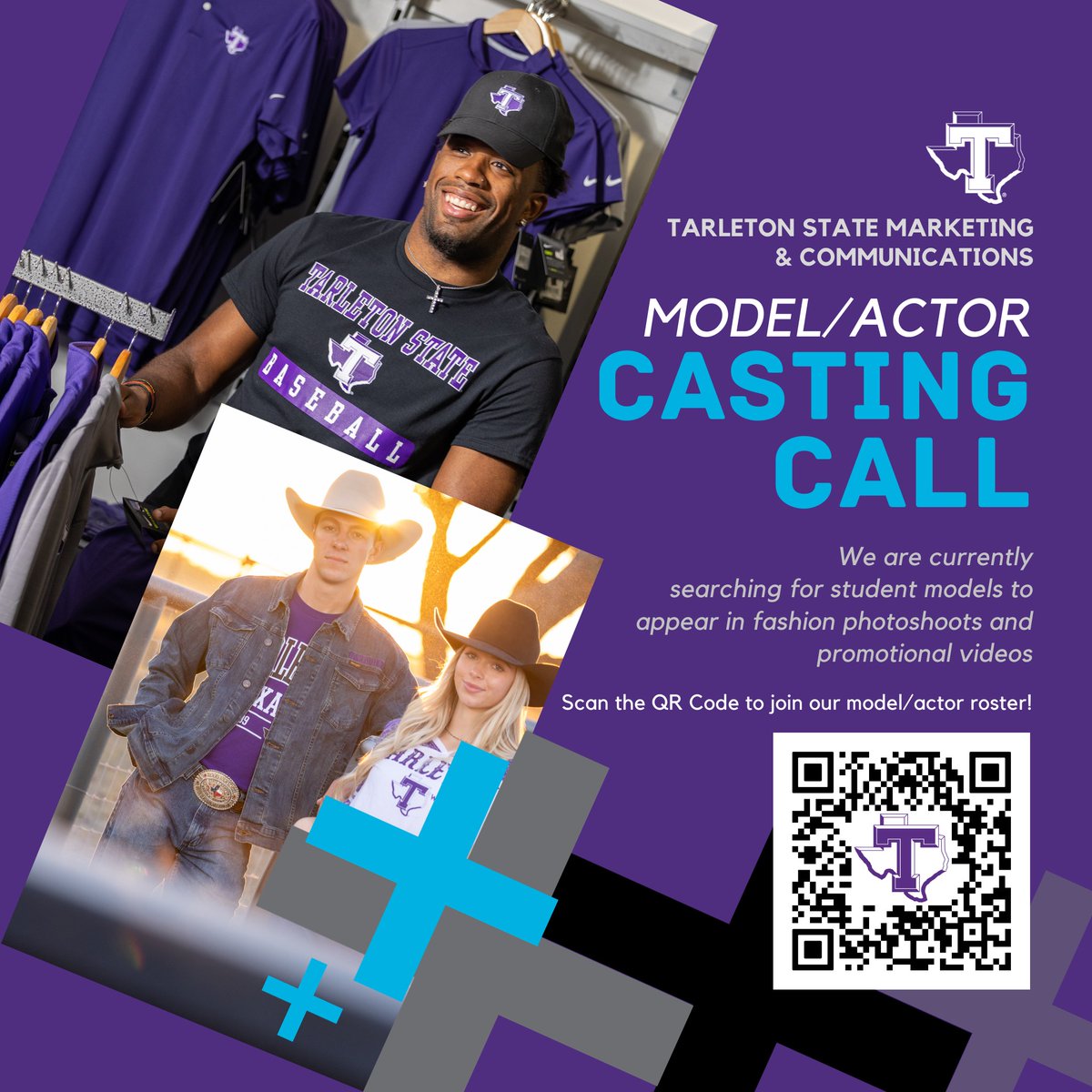 Calling all Tarleton State Students!📣 We are looking for models &amp; actors for upcoming photoshoots and promotional videos on all outreach campuses. 🤩 If you are interested fill out the form! Everyone is welcome. 👋 Sign up through the link in bio!🔗