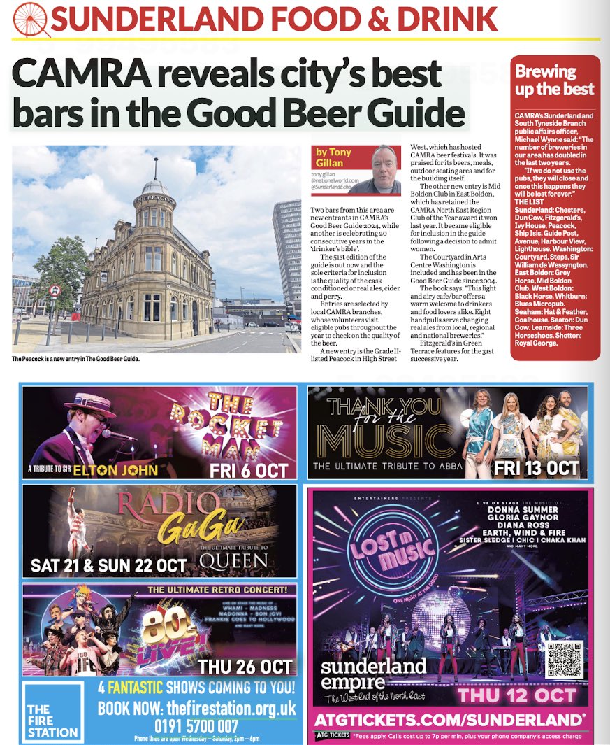 Paul Callaghan (@pmcallaghan) on Twitter photo Congrats to Cindy Sunshine & Barry Hyde who have made <a href="/ThePeacockSun/">The Peacock</a> one of the best pubs in the NE
First time running a pub & they’re doing a superb job
Great music, excellent food (courtesy of Cindy’s Mam), a warm welcome & now in CAMRA’s Good Beer Guide
I’m very proud of them Congrats to Cindy Sunshine & Barry Hyde who have made <a href="/ThePeacockSun/">The Peacock</a> one of the best pubs in the NE
First time running a pub & they’re doing a superb job
Great music, excellent food (courtesy of Cindy’s Mam), a warm welcome & now in CAMRA’s Good Beer Guide
I’m very proud of them