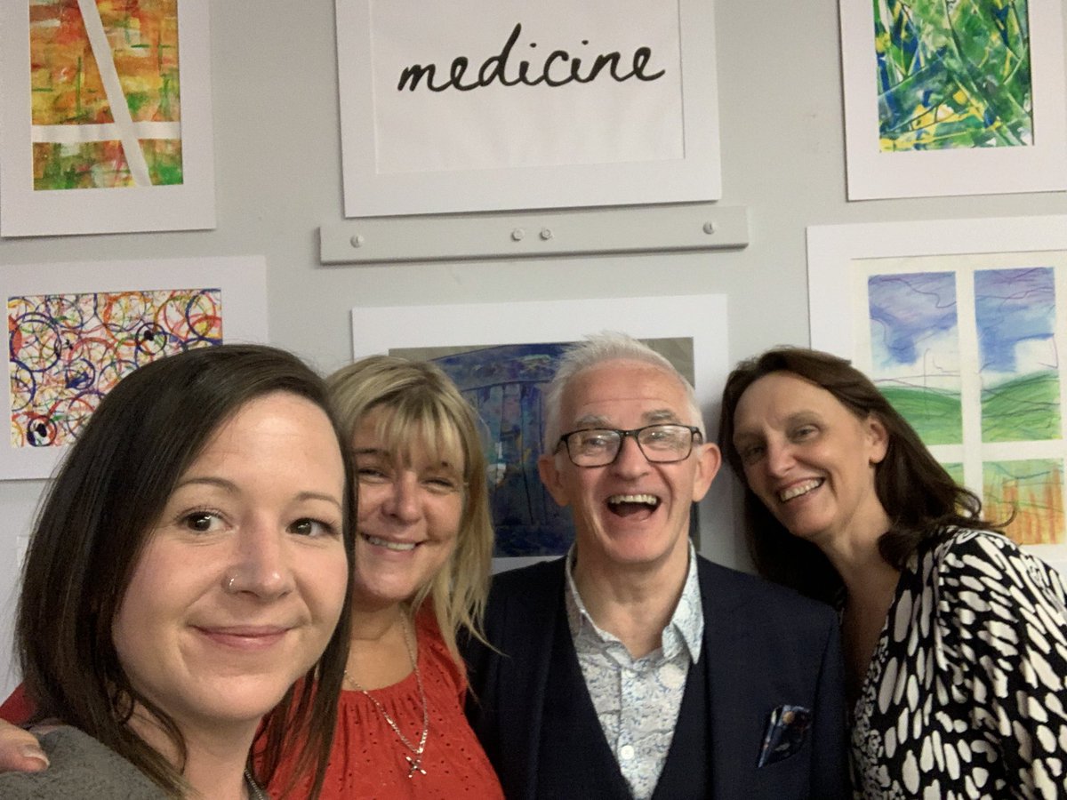 sodelafo's tweet photo. Fabulous launch of the Art is Medicine exhibition @ArcStockport this evening. Lovely to share it with so many wonderful @PennineCareNHS colleagues and friends. @DrJaKindell @AntHassallNHS @ann93566299 @DannyTheLove @Djbatch07 @MicheleH20 @SMBC_chiefexec @Laura_Prince_ https://t.co/Jr6EmRMTZE