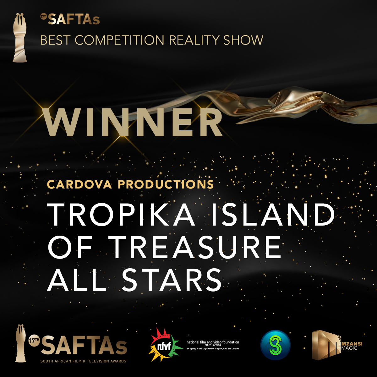 SAFTAs_1's tweet photo. Congratulations to Tropika Island of Treasure All Stars for winning the Best Competition Reality Show!

#saftas https://t.co/Xxv5iTFEig
