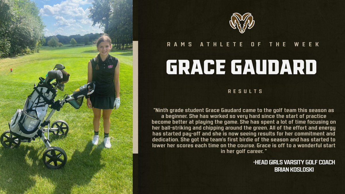 HoltAthletics's tweet photo. THE GIRLS VARSITY GOLF ATHLETE OF THE WEEK IS GRACE GAUDARD https://t.co/QdP12cBYkN