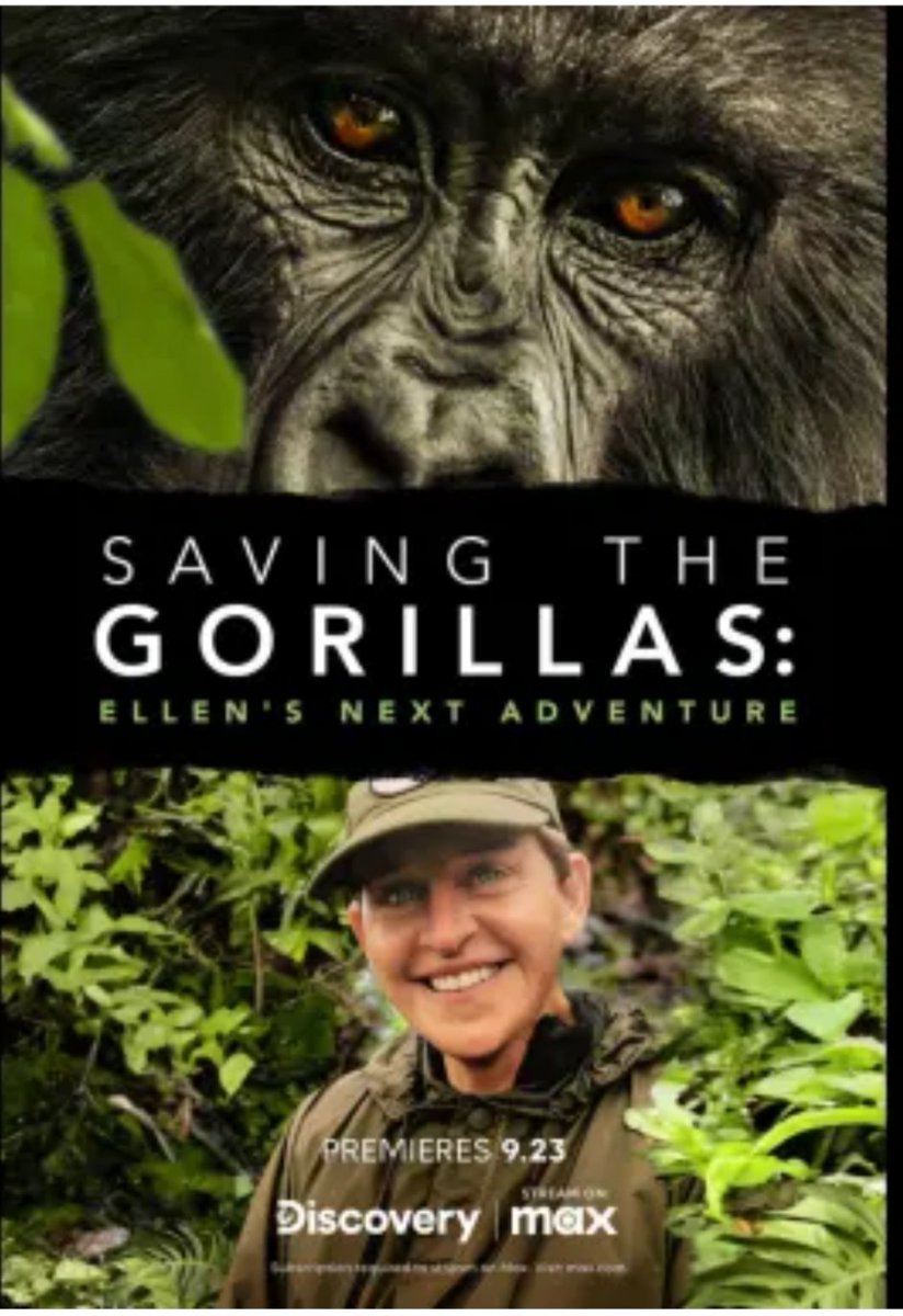 @EllenDeGeneres and <a href="/Discovery/">Discovery</a> I’m glad my #WalkingWithGorillas book cover released in 2022 inspired your new TV documentary poster released in Sept 2023. We both love gorillas 🦍 🦍 Let’s collaborate! 

<a href="/discoveryplus/">discovery+</a> 
#OneHealth #SavingGorillasOneSipAtATime #TeamGorilla