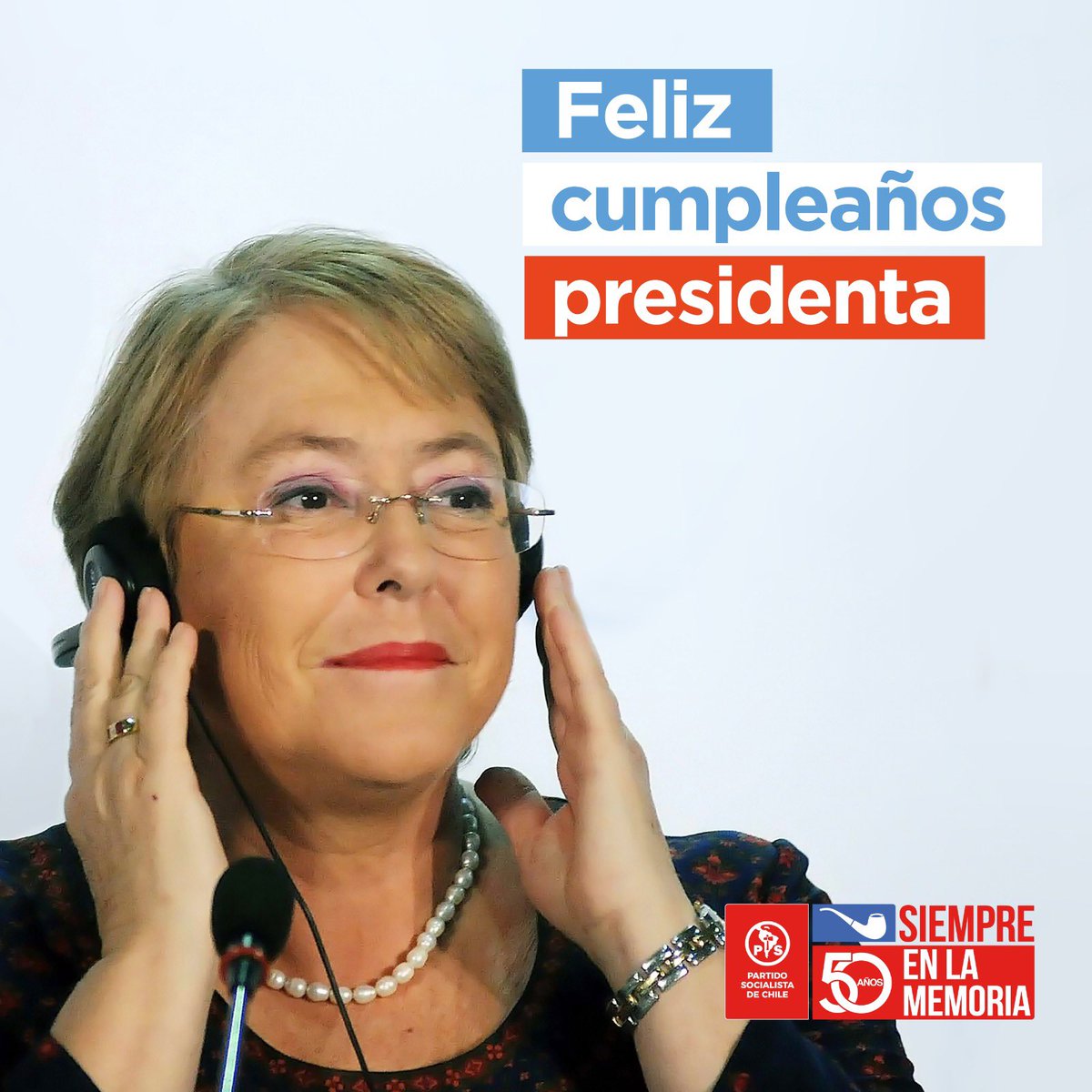 Hoy saludamos a una de las dirigentas más influyentes de nuestro país, dos veces Presidenta de la República y con una reconocida trayectoria internacional, feliz cumpleaños querida compañera Michelle Bachelet!! ✊✊