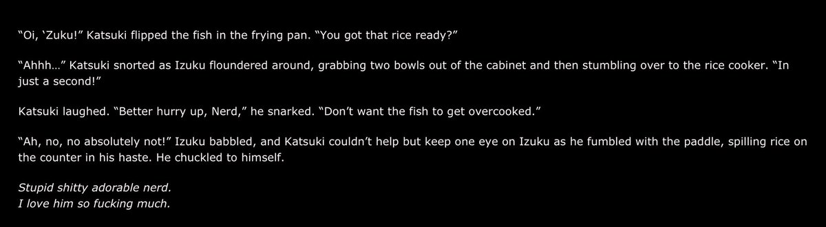 It’s complete! The final chapter of my #BKDK fic, “The Boy of Summer” (rated E; link ⤵️) is now on Ao3! In which Katsuki reflects on his new, domestic life with Izuku. It was a joy to collab with <a href="/kalciart/">🔞 kalciart 🔞 - COMMS OPEN</a> on this story for the <a href="/bkdkbk_revbang/">Summer Daze | Completed</a> 🧡💚I hope you enjoy the conclusion!