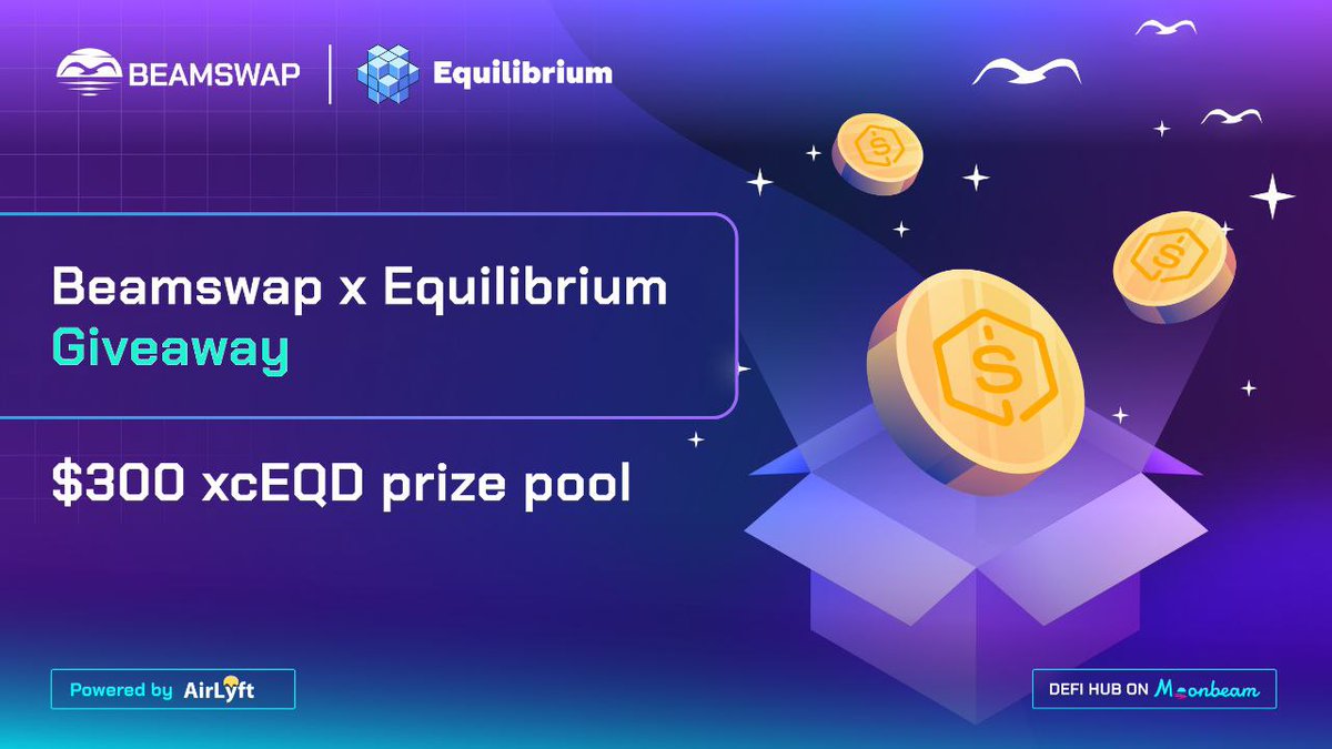🚀 To celebrate Beamswap x Equilibrium collaboration we are doing a giveaway in a form of an <a href="/airlyftone/">AirLyft.One</a> Competition 🚀

💫How to Join:
⭐️Follow <a href="/Beamswapio/">Beamswap and Beamex on Moonbeam Network</a> on Twitter
⭐️Follow <a href="/EquilibriumDeFi/">EQ finance ⚡ Empowering Liquid Staking</a> on Twitter
⭐️Tag 3 friends

👇Complete #AirLyft Tasks👇

airlyft.one/beamswap/beams…

Do