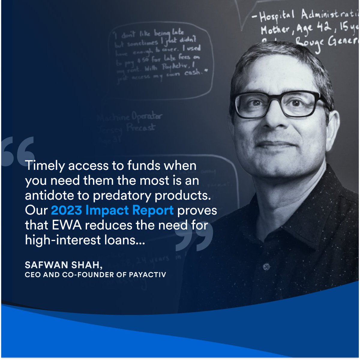 Payactiv's tweet photo. We recently partnered with 60 Decibels to understand the impact of EWA on our users. The results prove that #EWA protects millions of hard working families from financial vulnerability. 

To learn more about the impact of EWA, read more here:
https://t.co/mAC2qTJ1La
#payactiv https://t.co/YkY0SrCYnp