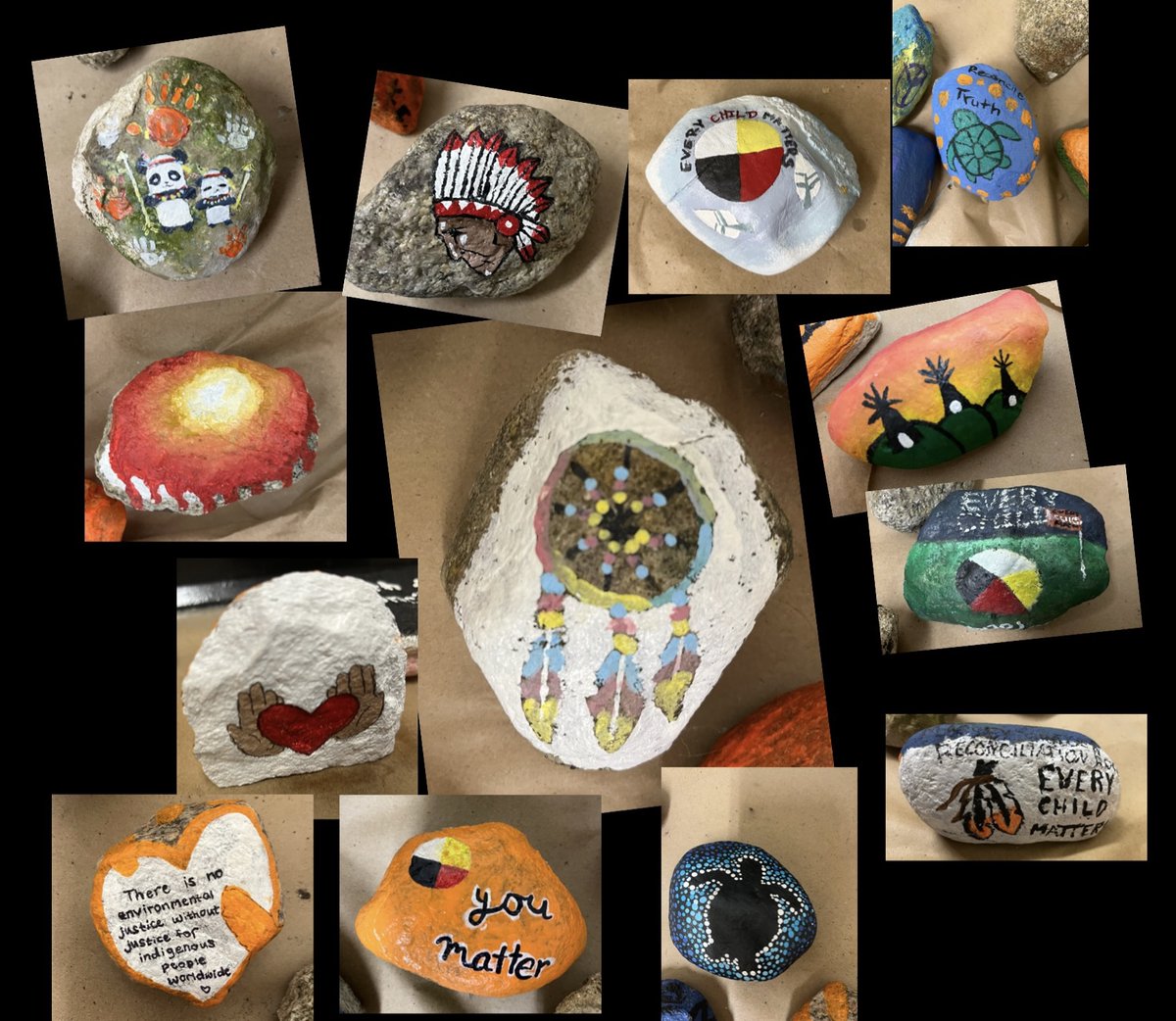 Students and staff took part in the ongoing conversations and learning surrounding Truth and Reconciliation. Students created Reconciliation Rocks that were placed around the school community to inspire others to learn more about Truth and Reconciliation. #everychildmatters