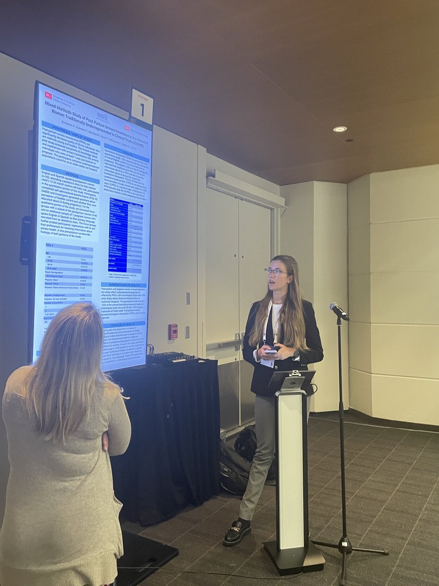 ⁦@BUMedicine⁩ M2 Student Renee Noordzij presenting research funded by ⁦@The_BMC⁩ on postpartum UI in an underserved population at #ICS2023 ⁦@icsoffice⁩ in #Toronto.
