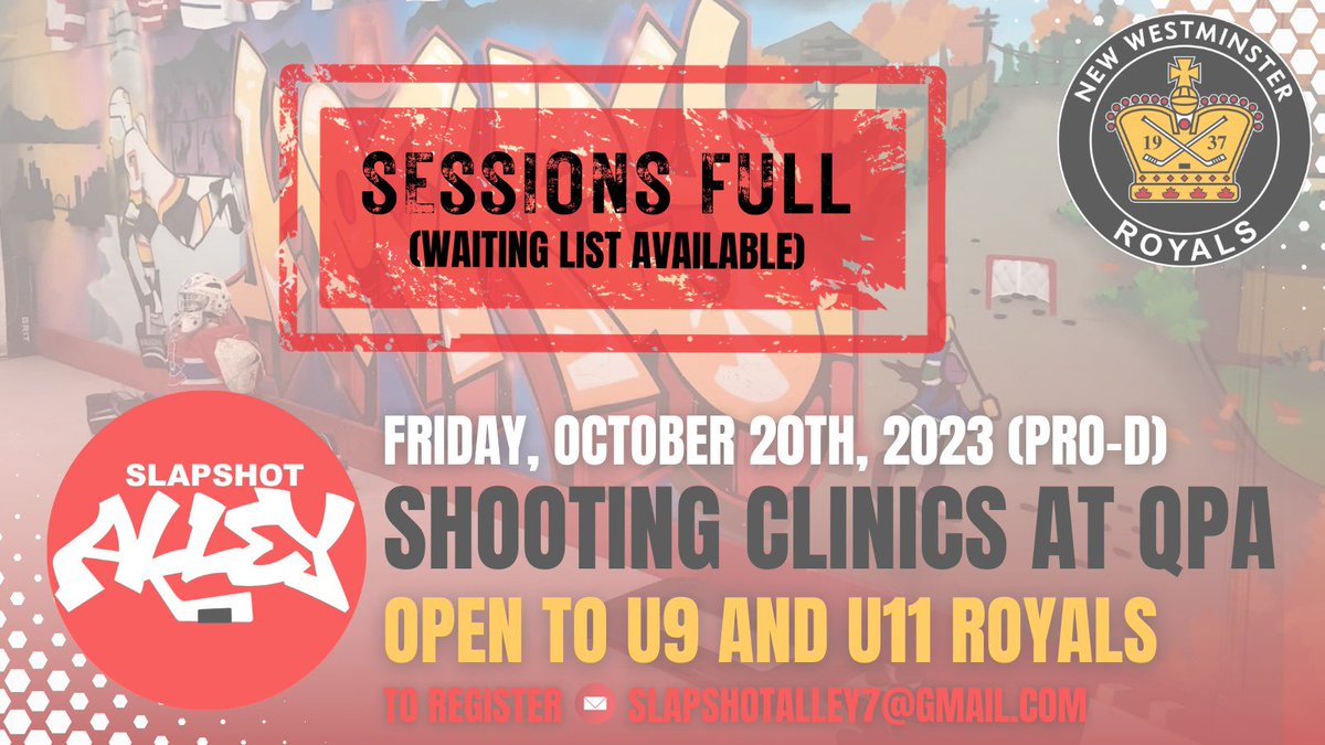 Our shooting clinics are now fully booked for Friday, October 20th. We're opening a waiting list and actively working on scheduling more sessions in a few weeks. Stay tuned for updates on additional opportunities to enhance your hockey skills with Coach Andre from Slapshot Alley!