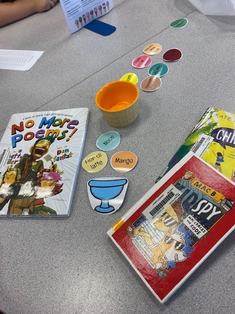 HuebnerLibrary's tweet photo. Gina's Genre Gelato Shop reopened today for 5th grade. Orders were triple scoops - for each order, students had to identify the genre of three different books and build a gelato sundae to match.
#SchoolLibrariesMatter #huskiesleadingthepack #RootEdHuebner #neisdlibs https://t.co/pw3vAXFPb5