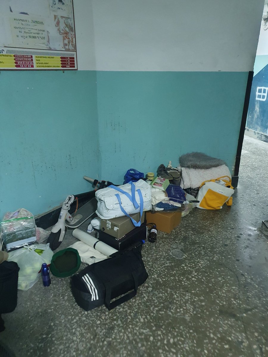 lilithiumm_'s tweet photo. Our family arrived safely in Yerevan with just several bags, and this is all we have left from our previous life. 
I don't even want to complain because many people fled with just a package of documents. https://t.co/pmNFZ7WHcc