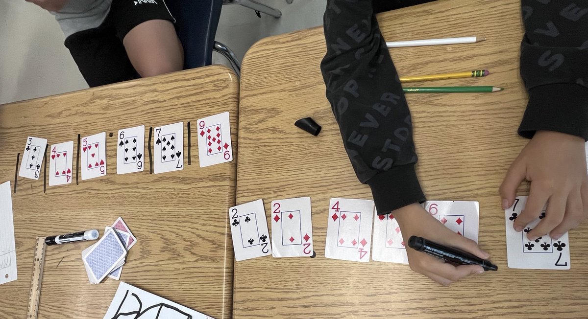 MrsBWigfield's tweet photo. Today we played Place Value Pick Up: pick up six cards and see what is the biggest number you can build. You must use three decimal places. Whose number is bigger? By how much? Some students drew a 10 or two 10s and had to use more place value columns! Math is fun! @GNPSNews https://t.co/ZqLdRuxY9M