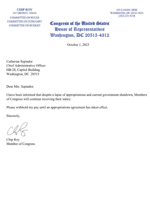 Rep. Chip Roy Press Office tweet media