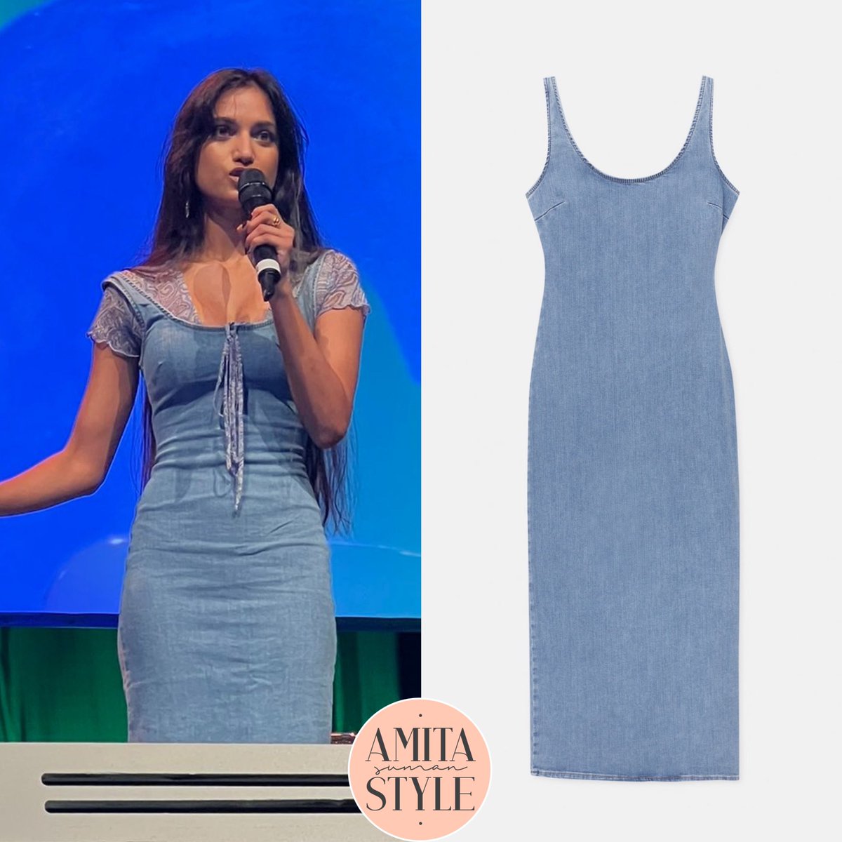 AmitaSumanStyle's tweet image. Amita Suman appears to have worn the #PullAndBear ‘Denim strappy midi dress’ (£39.99) while attending Magic Con.

Photo Credits: ink_stained / ConNewsGER