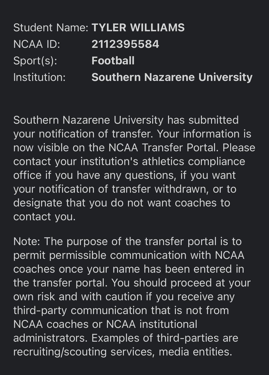 I have now officially entered the transfer portal. My recruitment is now fully open again!

Cell: 4697056836
Email: Tyler.T.Williams14@gmail.com