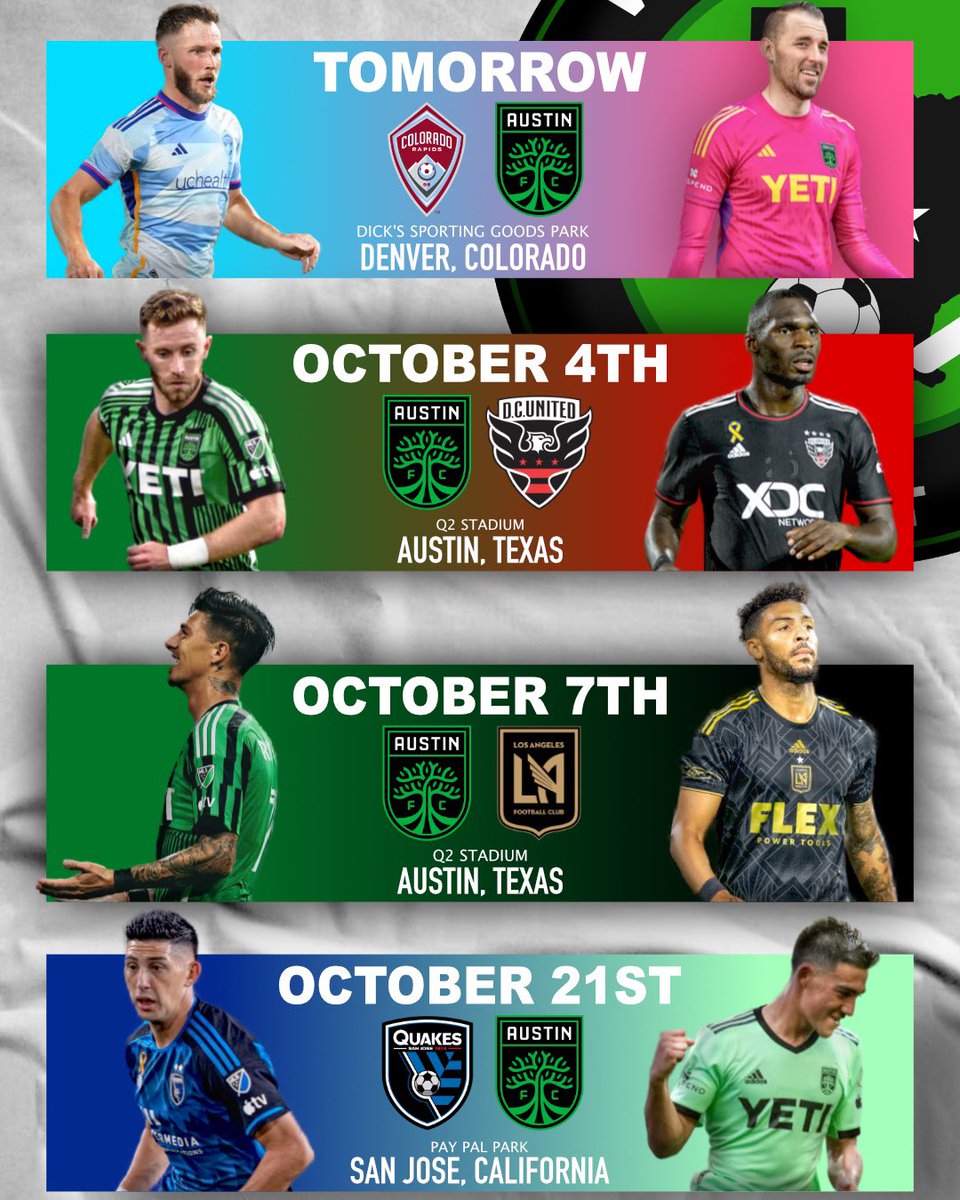WeAreAustinTV's tweet photo. It’s now or never for Austin FC… how many points will the boys get from the last 4 games of the regular season? 🤔 

#austinfc #verde https://t.co/Rgq6L8fCnt