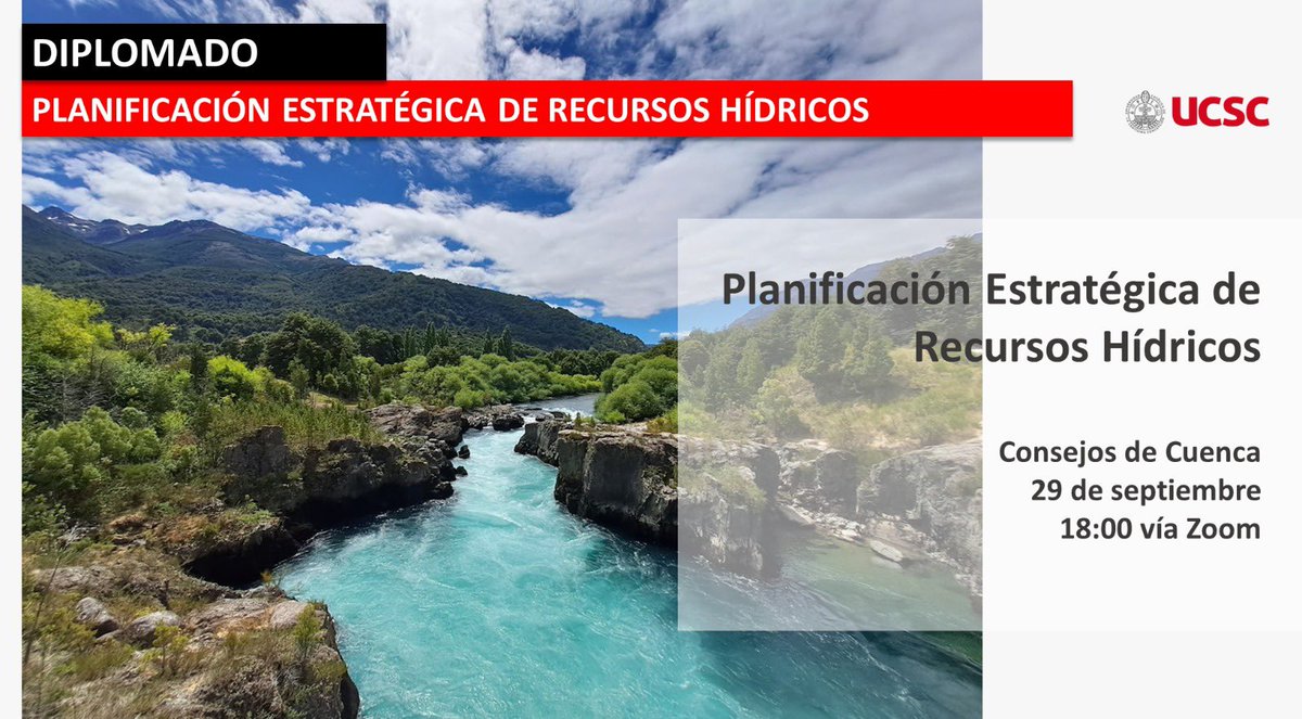 Como parte del diplomado Planificación estratégica de recursos hídricos, hoy estará liberado el acceso a la clase CONSEJOS DE CUENCA, con la participación de Juan Vallejos, sobre el trabajo de la Junta de Vigilancia del Río Biobío.
Pide el link a comunicaciones@alhsudchile.cl