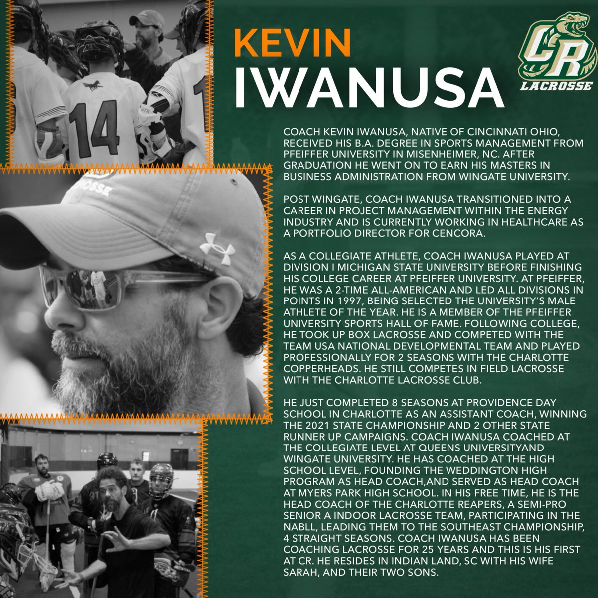 With great excitement we  welcome Kevin Iwanusa to the Catawba Ridge Men’s Lacrosse family!