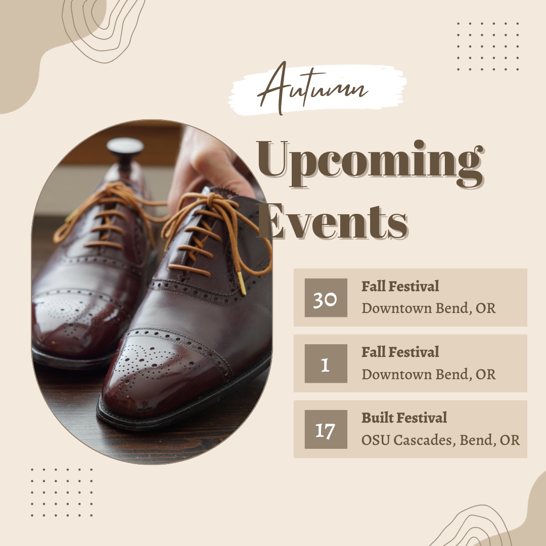*This Weekend*: Fall Festival in Downtown Bend, Oregon. Come see local artisans, craft &amp; lifestyle vendors, music performers, and get your seasonal gifts &amp; care products.

Tue Oct 17th: Built Festival with @cultivatebend and @builtoregon at OSU Cascades Campus in Bend, Oregon.
