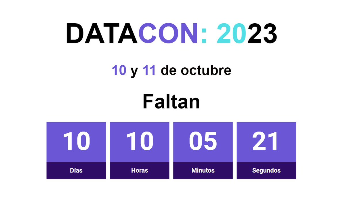DataConMX's tweet image. ¡La cuenta regresiva ha comenzado! ⏳
Únete a la #DATACON 2023 y @AbramosMexico 🇲🇽#ConDATOS 🧩✨
Consulta el programa y más información en: datacon.mx
Registra tu asistencia en: bit.ly/registro-DATAC…