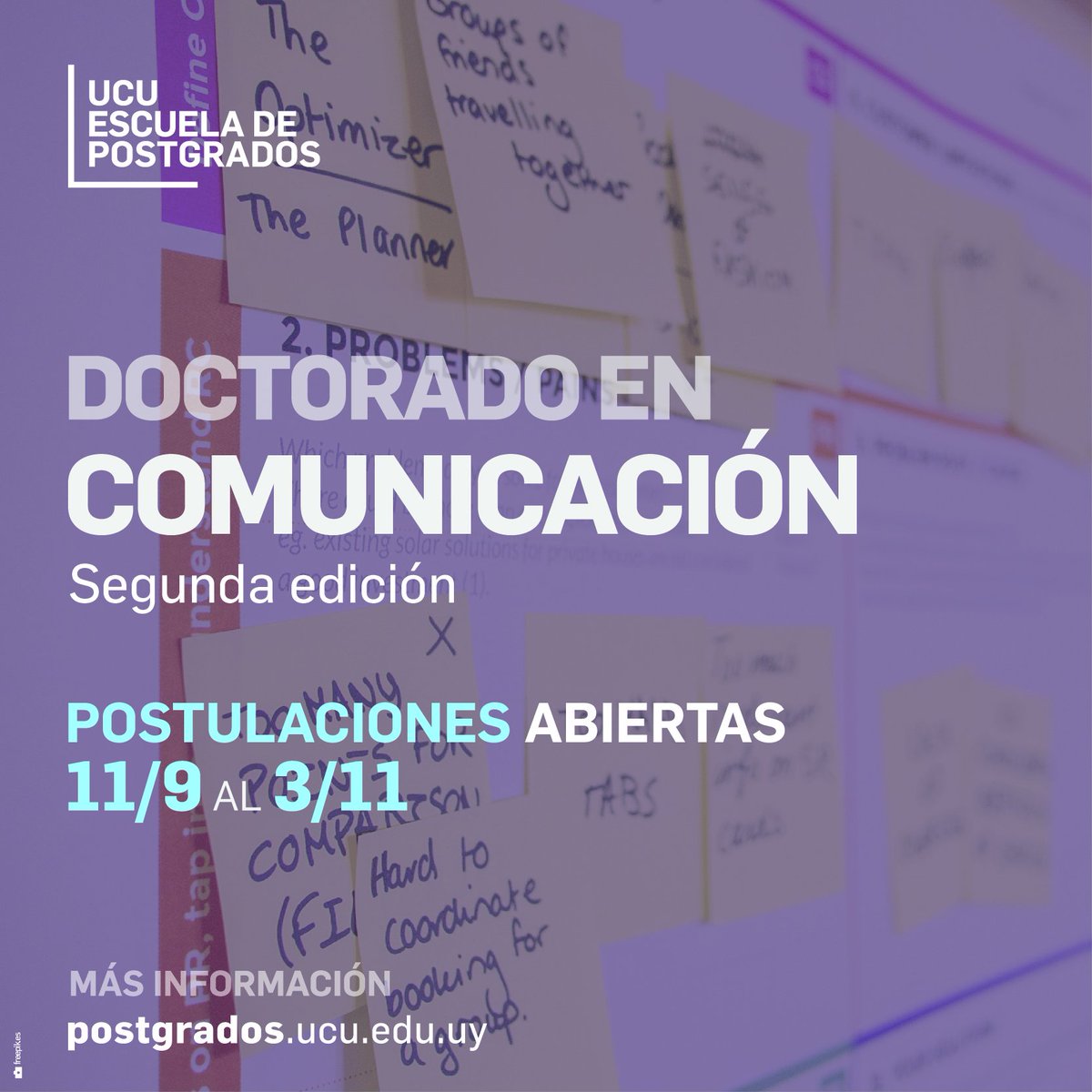 UCUoficial's tweet image. 📣 Están abiertas las postulaciones para nuestro doctorado en Comunicación 🏃🏃‍♀️
Estas son algunas de las líneas de investigación en las que podrás trabajar: 
📝Estudios de recepción, comunicación y cultura
📝Sociedad e Internet 
📝Estudios del cine 
📝Patrimonio cultural