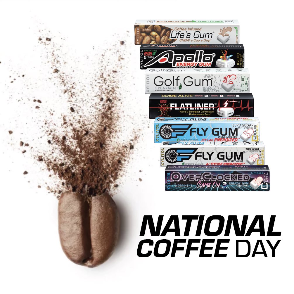 In honor of National Coffee Day get your Caffeine Fix in today! LiquidCoreGum.com