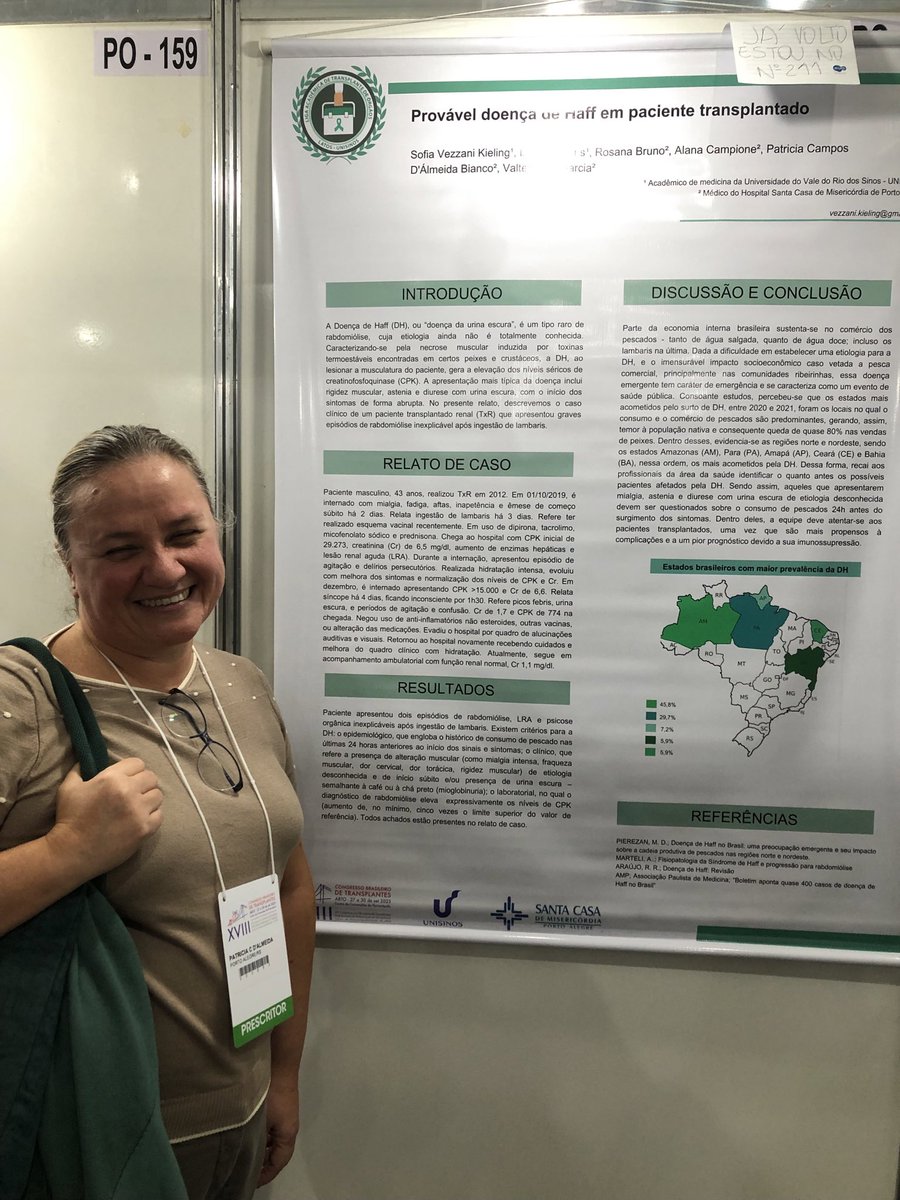 <a href="/Dorry_Segev/">Dorry Segev</a> <a href="/CameraLigia/">Ligia Camera Pierrotti</a> Patricia Campos taught me about Haff disease from a fish toxin at her interesting poster at #ABTO2023 This case was in southern Brazil outside of the usual region (see map on left of poster). And I thought I knew all those fish related issues for #ABIM exams! Always more to learn