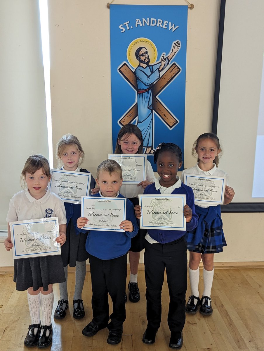 MrsStojanovic's tweet photo. Congratulations to our P1-3 'Tolerance and Peace' Gospel Values Award winners, this month. 🕊️⭐ Such wonderful role models! @primaryandrew
@HarkinsMrs @MissKMGrant1 @MrsCallaghanP2 @MrsMeza_ @MrsMasonP3 @MissStaffordStA https://t.co/m6Nt1aJPLh