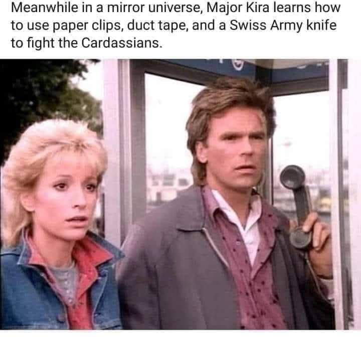 TrekUntold's tweet photo. Remember that time Kira met MacGyver?
#startrek #macgyver #macguyver #startrekds9 #trekkies #nanavisitor #richarddeananderson #startrekfan #startrekedit #startrekcommunity #allstartrek #startreklegacy #startrekmeme #scifi #90stv https://t.co/GGLwrF7JNd