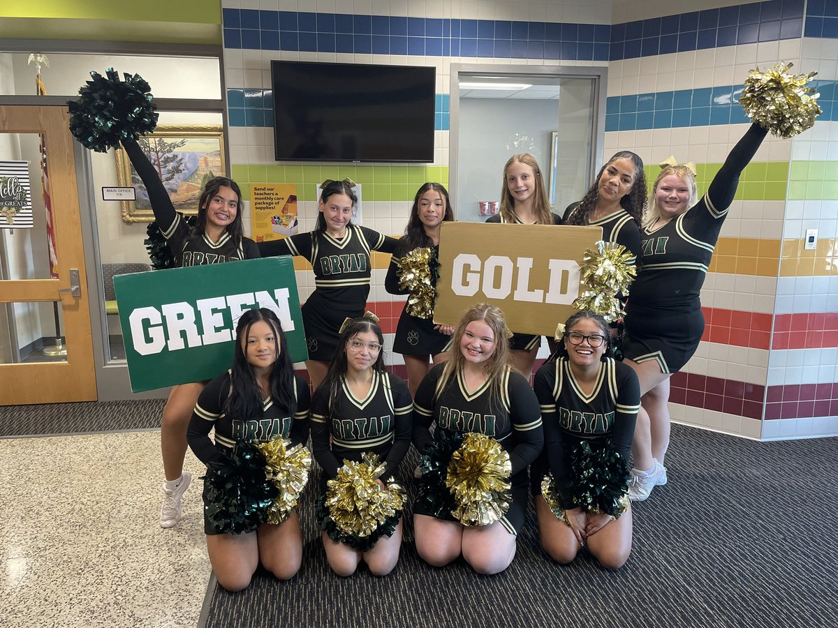 Shoutout to <a href="/OPS_BryanHigh/">Bryan High School</a> Cheer for stopping by Gilder for our Gilder GREATS Kickoff and today!