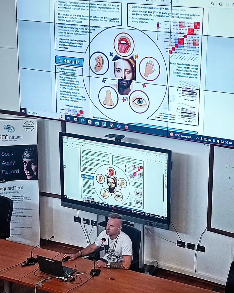 AMiklashevsky's tweet photo. Two presentations at the @eslp2023 conference: (1) individual variability of embodied effects in language processing and (2) situated flexibility of time concepts 🧠🧑‍🔬
...
#cognitive #cognition #psychology #embodiment #embodiedcognition #eslp #eslp2023 https://t.co/7IcTyzEPSt