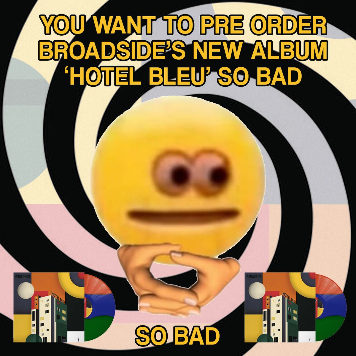 Broadside_'s tweet photo. Who’s ordered our band exclusive Hotel Bleu merch? Grab some hot sauce and a keychain and our exclusive vinyl variant!!

https://t.co/eQm9i0urd3 https://t.co/GUAwZ5pLc3