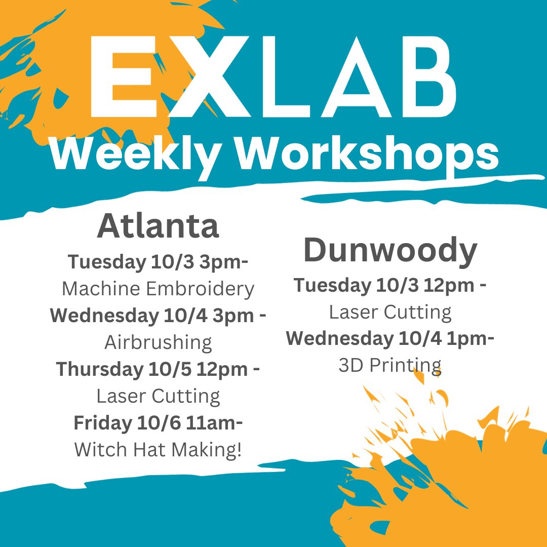 exlab_gsu's tweet photo. IT'S SPOOKY SEASON!!! 🎃👻 Get started on your costumes at EXLAB, and check out our new witch hat making workshop! Reserve your space at https://t.co/3X1qPnBXuU  🧙🏼! https://t.co/uAgj7Alwnu