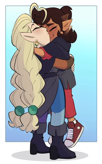 Fight later, kiss your papita firstUnderstand me, I needed a break. I've drawn so much Elloura that it seems as if it was the only ship of my au, and no haha. My reason for continuing with this au was always them.Mi niña hermosa está tan chaparra que ni con butaca la alcanza. 