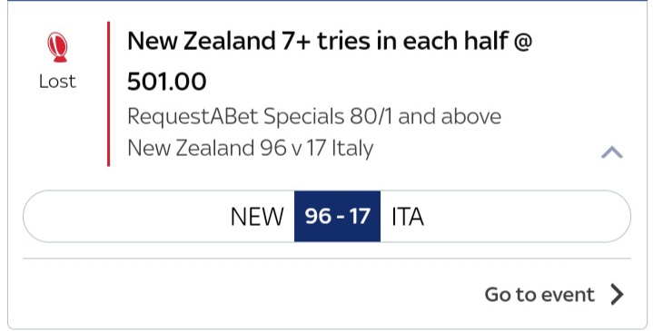 WelshBen10's tweet photo. @SkyBet how has this bet lost? 7 tries in each half https://t.co/iPD3iaLMAg