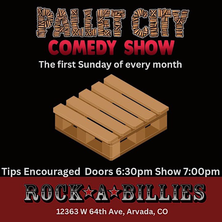 FREE comedy show! This Sunday in Arvada. Looking forward to having you. Come early, this fills up! #palletcitycomedy #denvercomedy #comedyshow #standupcomedy